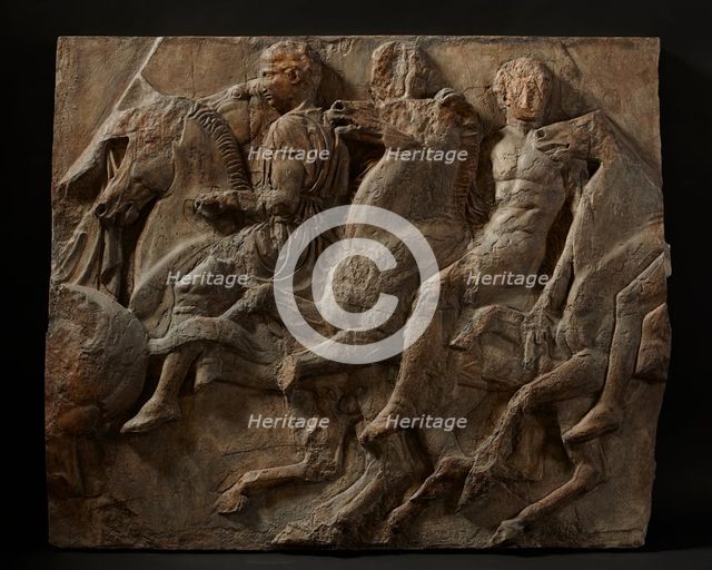 Cast of slab of riders from North frieze of Parthenon..., 19th century. Creator: Unknown.