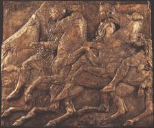 Cast of slab of riders from North frieze of Parthenon (figures 110-111, Slab XL..., 19th century. Creator: Unknown