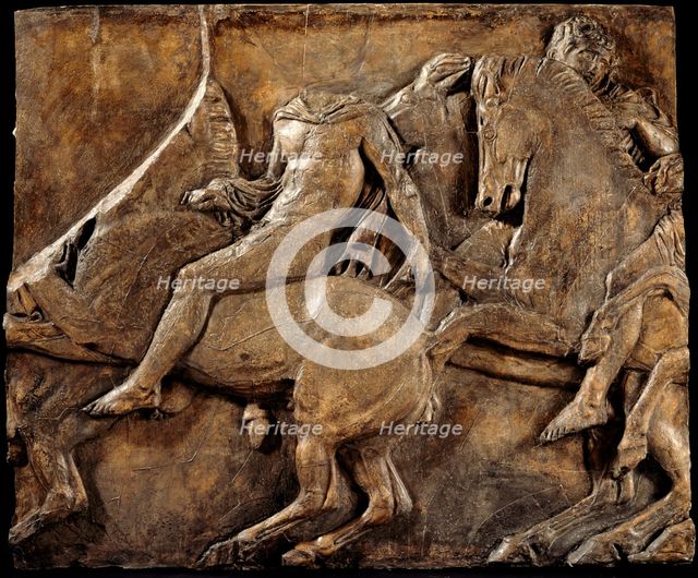 Cast of slab of riders from North frieze of Parthenon (figures 113-114, Slab XLI =Michaelis XXXVI). Creator: Unknown.