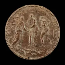 Castaldi in Armor with Other Figures [reverse], mid 16th century. Creator: Annibale Fontana