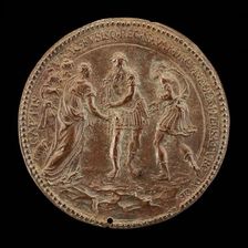 Castaldi in Armor with Other Figures [reverse], mid 16th century. Creator: Annibale Fontana