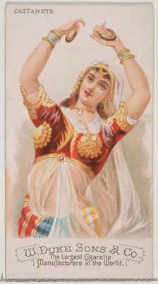Castanets, from the Musical Instruments series (N82) for Duke brand cigarettes, 1888., 1888. Creator: Schumacher & Ettlinger