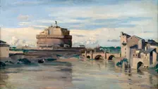 Castel Sant Angelo and the River Tiber, Rome c1816-1875. Artist: Jean-Baptiste-Camille Corot