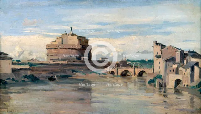 'Castel Sant' Angelo and the River Tiber, Rome', c1816-1875. Artist: Jean-Baptiste-Camille Corot    