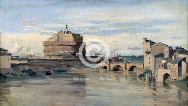 'Castel Sant' Angelo and the River Tiber, Rome', c1816-1875. Artist: Jean-Baptiste-Camille Corot    