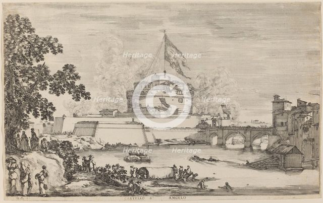 Castel Sant'Angelo, Rome, c. 1634. Creator: Stefano della Bella.