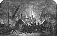 Casting a Monster Cylinder, at Messrs. Scott Russell and Co.'s Building-Yard, Millwall, 1854. Creator: Unknown