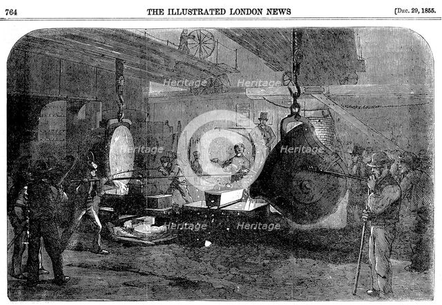 Casting a mortar at Grissell's Regent's Canal Ironworks, City Road, London, 1855. Creator: Unknown.