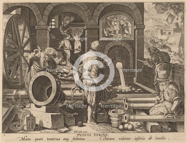 Casting of Cannons: pl.3, c. 1580/1590. Creator: Theodoor Galle.
