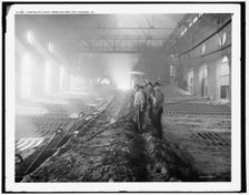 Casting pig iron, Iroquois smelter, Chicago, between 1890 and 1901. Creator: Unknown