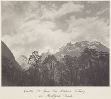 Castle Mountain from the Arthur Valley, on Milford Track, 1920s. Creator: Harry Moult