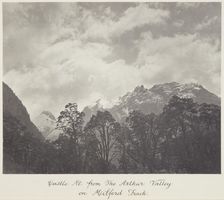 Castle Mountain from the Arthur Valley, on Milford Track, 1920s. Creator: Harry Moult