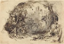 Castle On A Hill (Set for "Sleeping Beauty and the Beast"?), 1900?. Creator: Robert Caney