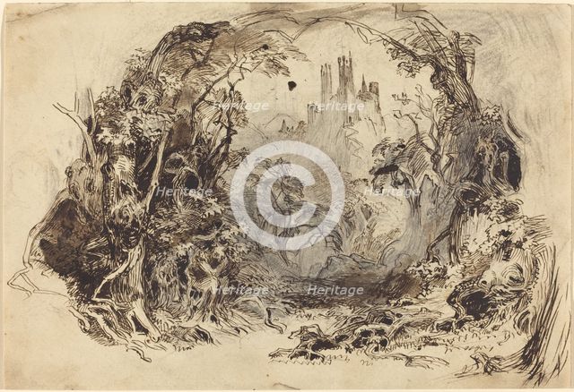 Castle On A Hill (Set for "Sleeping Beauty and the Beast"?), 1900?. Creator: Robert Caney.