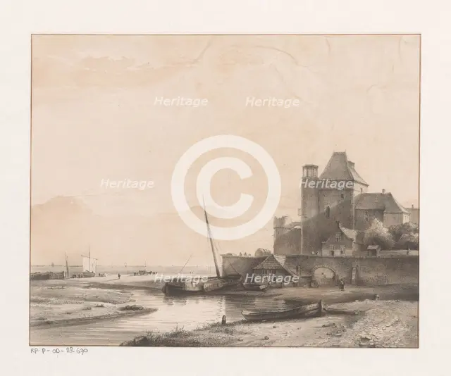 Castle on a river, 1849-1859. Creator: Kasparus Karsen.