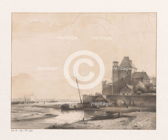 Castle on a river, 1849-1859. Creator: Kasparus Karsen.