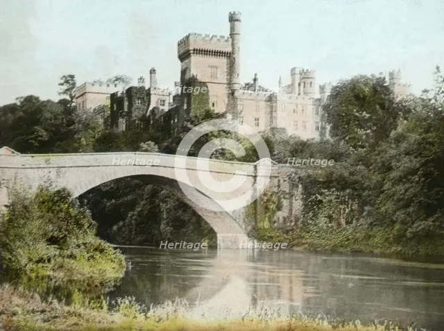 Castle and bridge in colour, possibly around Dorset, England, 1900. Creator: Robert Augustus Henry L'Estrange.