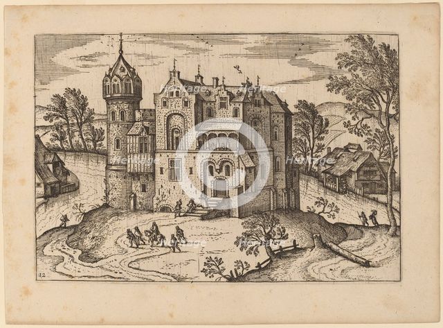 Castle by a River, published in or before 1676. Creator: Unknown.