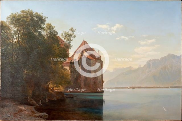 Castle by Lake Geneva, 1876. Creator: Janus Andreas Bartholin la Cour.