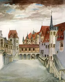 Castle Courtyard, Innsbruck 16th century, (1936). Artist: Albrecht Dürer