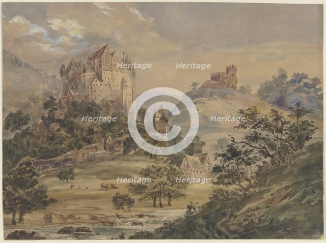 Castle Eltz on the Moselle, mid-19th century. Creator: Julius Hübner.
