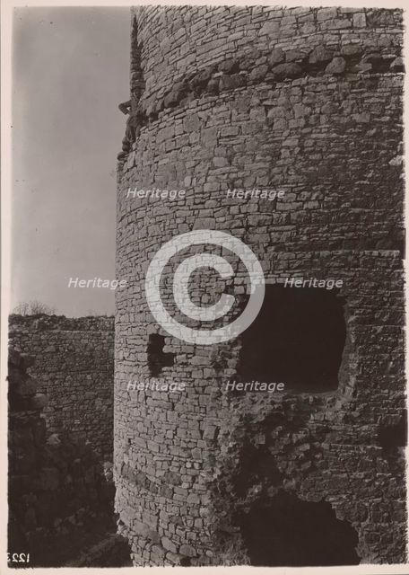 Castle - fragment of the lower parts of the cylindrical tower, Bedzin, 1924. Creator: A Karczewski.