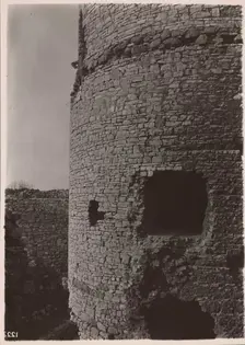 Castle - fragment of the lower parts of the cylindrical tower, Bedzin, 1924. Creator: A Karczewski
