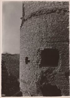 Castle - fragment of the lower parts of the cylindrical tower, Bedzin, 1924. Creator: A Karczewski