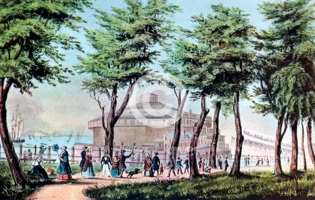 'Castle Garden from the Battery, New York', 1848. Artist: Currier and Ives
