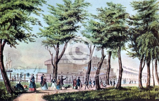'Castle Garden from the Battery, New York', 1848. Artist: Currier and Ives