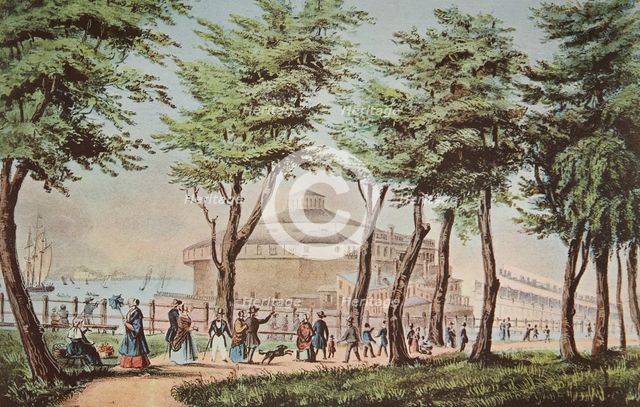Castle Garden, New York, From The Battery, pub. 1848, Currier & Ives (Colour Lithograph)