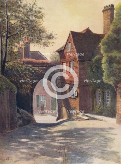 'Castle Gateway and Museum, Guildford', 1911, (1914). Artist: James S Ogilvy.