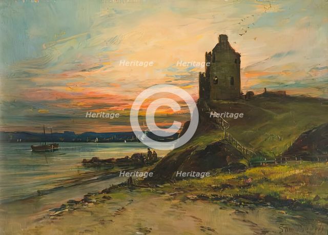 Castle Ruins on a Cliff Edge, 1851. Creator: Samuel Bough.