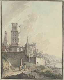 Castle ruins by the water. Creator: Johann Caspar Zehender