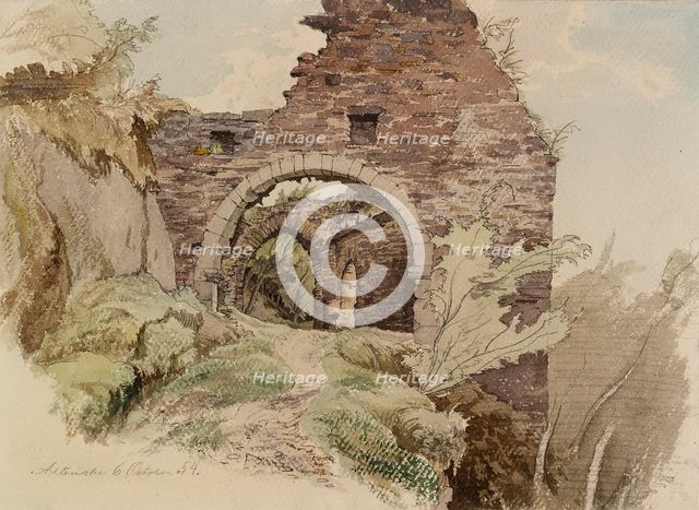 Castle ruins, portal vault, 1854. Creator: Werner Holmberg.
