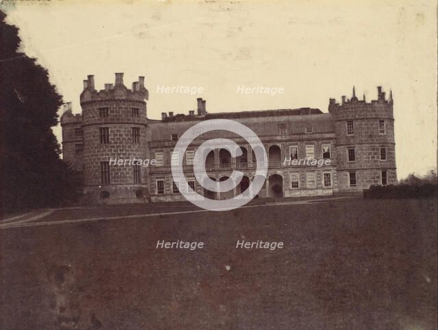 Castle with Round Towers Seen from the Grounds, 1850s. Creator: Unknown.