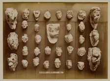 Casts of Gothic heads, possibly from York stalls, 1876. Creator: Bedford Lemere and Company