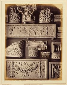 Casts of frieze from temple of Neptune, Capitol, quadriga of Vatican, capital from..., 1876. Creator: Bedford Lemere and Company