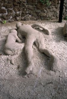 Casts of victims of eruption of Vesuvius in AD79, Pompeii, Italy, c20th century. Creator: Unknown