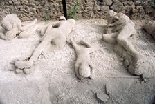 Casts of victims of eruption of Vesuvius in AD79, Pompeii, Italy, c20th century. Creator: Unknown