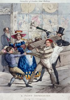 Casualties of London street walking; a faint impression London, 1826. Artist: Anon