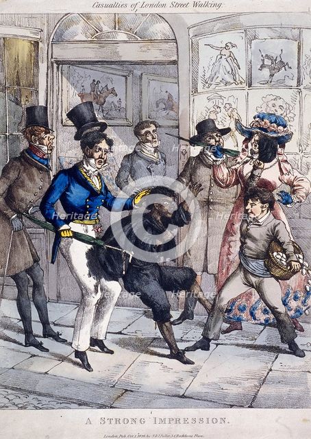 'Casualties of London street walking:a strong impression', London, 1826. Artist: Anon