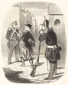 Ce satané Pigochard...faut toujours qu'y fasse la cour aux fââmes!...., 1848. Creator: Honore Daumier