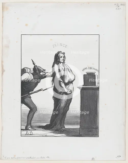 Ce que certains journaux appeleraient une election libre, 1870. Creator: Honore Daumier.