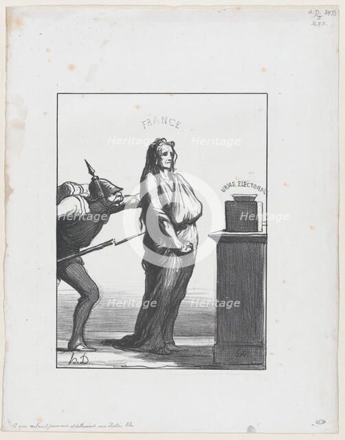 Ce que certains journaux appeleraient une election libre, 1870. Creator: Honore Daumier.
