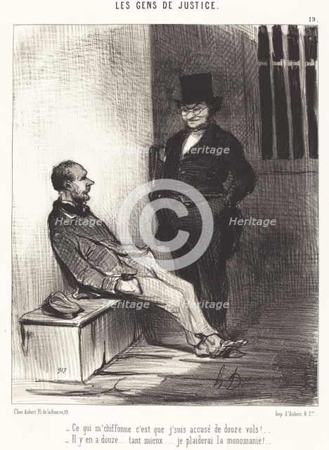 Ce qui m'chiffonne c'est que j'suis accusé de douze vols!, 1846.  Creator: Honore Daumier.