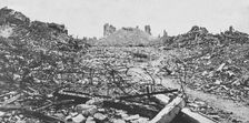 'Ce qui fut Lens; Au fond, un amas de materiaux represente tout ce qui reste de l'eglise 1918. Creator: Unknown