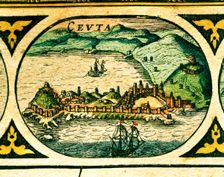 Ceuta, colored engraving from the book Le Theatre du monde or Nouvel Atlas 1645, created, pr…