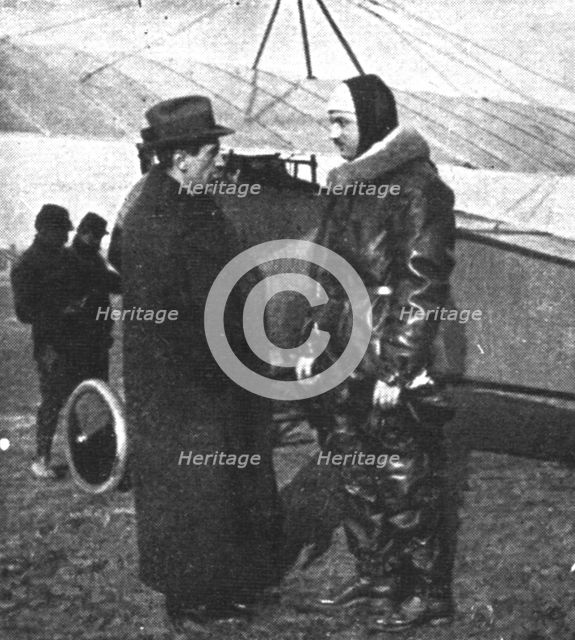 ''Ceux de l'air et ceux de la route; Roland Garros en tenue de combat', 1914. Creator: Unknown.