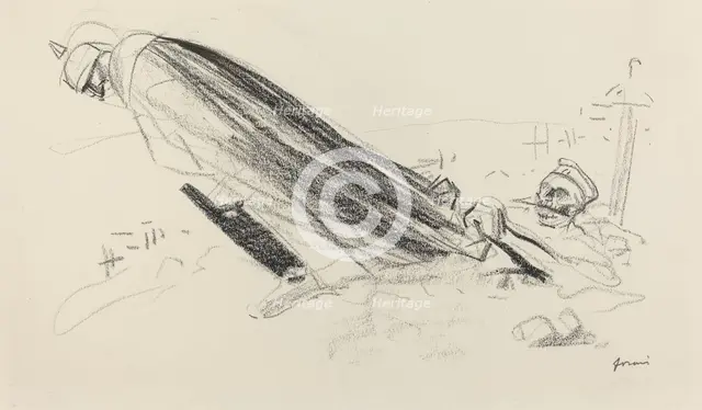 Ceux de la première heure. "Sire! où en somme-nous de "la guerre fraîche..."? ...", c. 1914/1919. Creator: Jean Louis Forain.